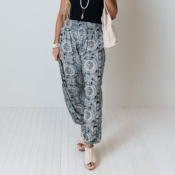Lotus Luna Santa Barbara Harem Pants Womens L/XL Rayon Mandala Tie Dye Boho - Picture 1 of 14